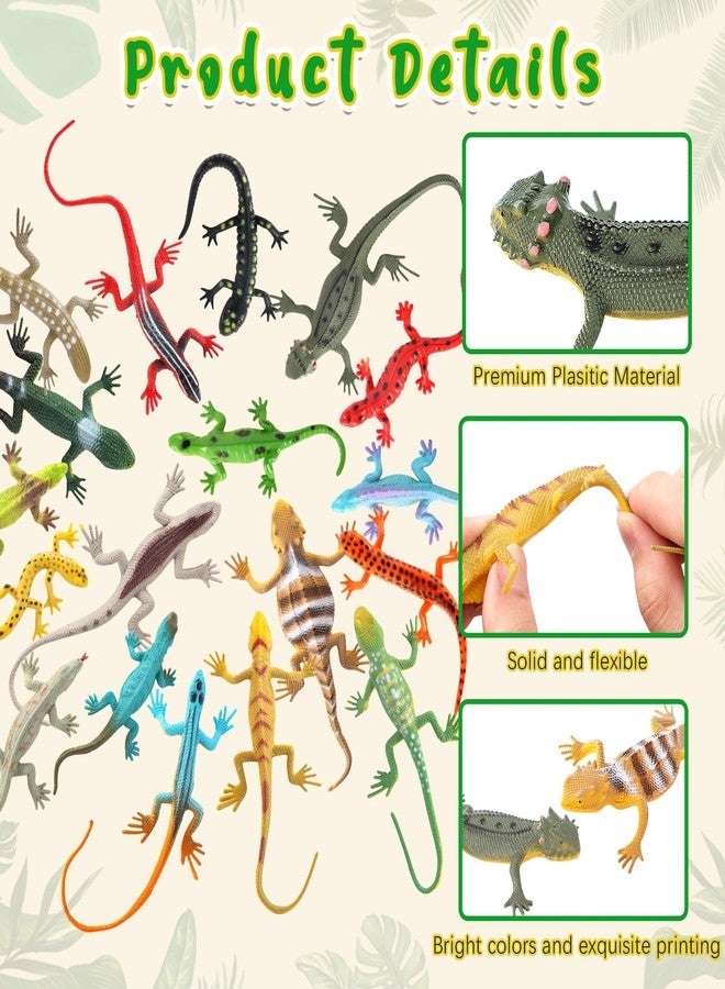 KINYFY 18 Pcs Fake Lizards Toys, Plastic Artificial Reptile Lizards for Kids, Realistic Lizard Toys for Halloween Party Decoration, Prank, Educational Tools - Image 5